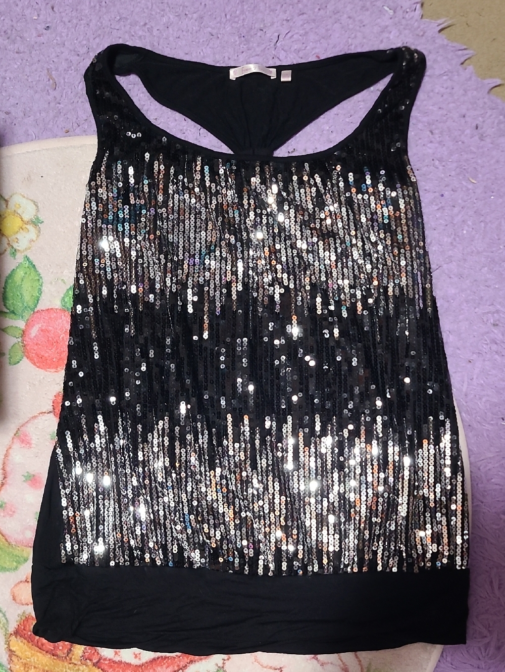 Black Sequin Tank Top